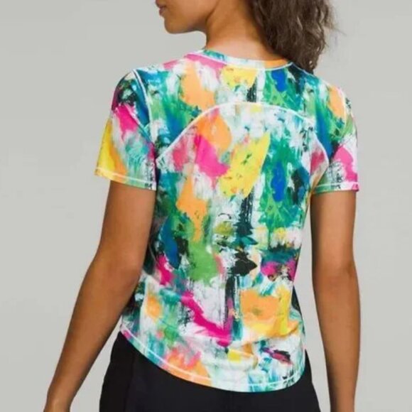 Lululemon High-Neck Running and Training T-Shirt in No Limits White Multi - Picture 2 of 3